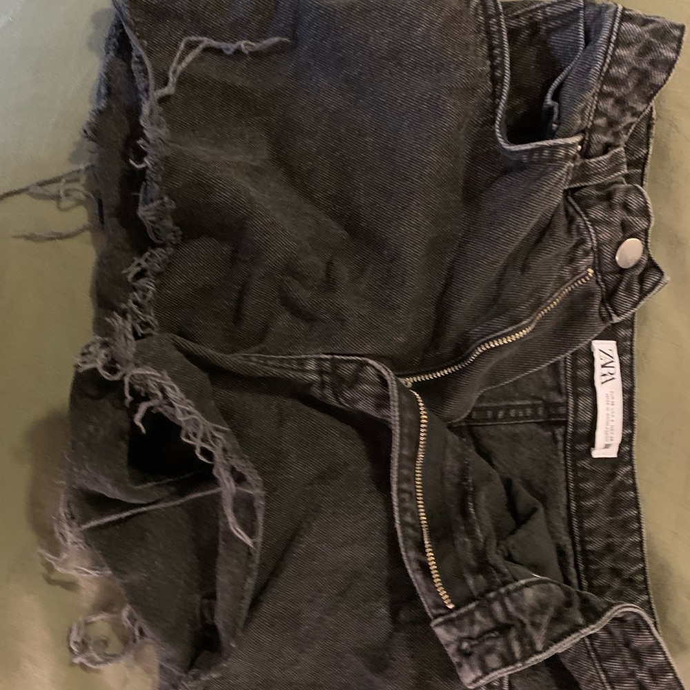 Zara washed black denim jean shorts